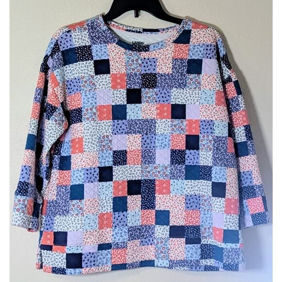 Lands End Quilted Patchwork Sweatshirt - Size Med NWOT - Picture 1 of 7